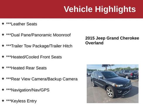 Used 2015 Jeep Grand Cherokee Overland w/ Advanced Technology Group AWD/4WD image 10