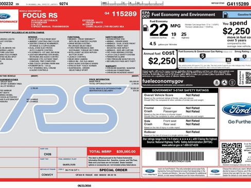 Used 2016 Ford Focus RS AWD/4WD image 2