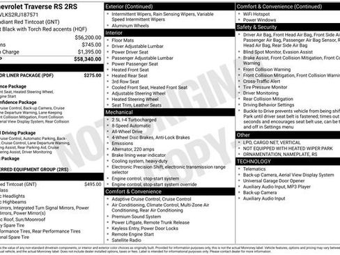 Certified 2024 Chevrolet Traverse RS w/ LPO, Floor Liner Package image 6