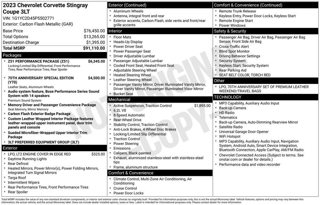Used 2023 Chevrolet Corvette Stingray Premium Cpe w/ Z51 Performance Package RWD image 65