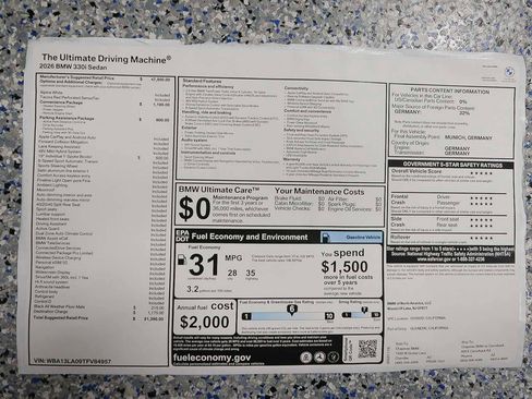 New 2026 BMW 330i 330i Sedan w/ Convenience Package image 16