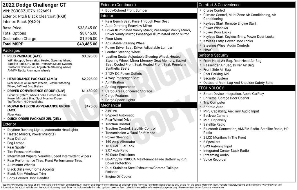 Used 2022 Dodge Challenger GT w/ Plus Package RWD image 2
