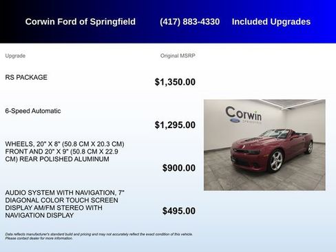 Used 2015 Chevrolet Camaro SS w/ RS Package image 5