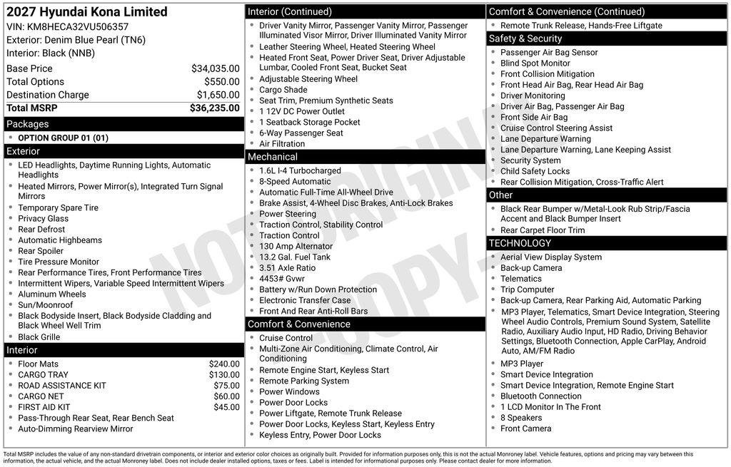 New 2027 Hyundai Kona Limited AWD/4WD image 18