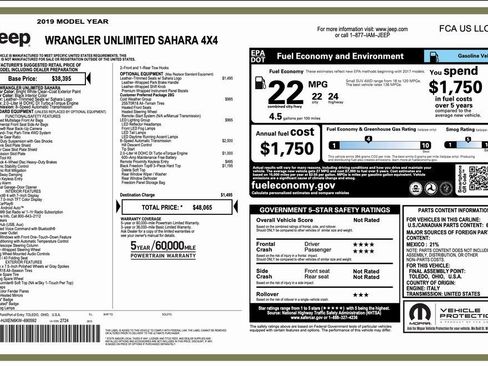 Certified 2019 Jeep Wrangler Unlimited Sahara w/ Cold Weather Group image 2