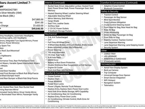Certified 2025 Subaru Ascent Limited image 47