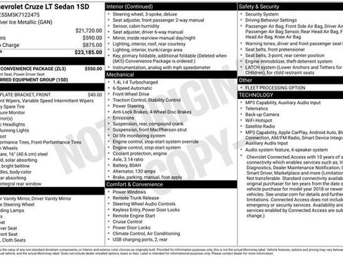 Used 2019 Chevrolet Cruze LT w/ LT Fleet Convenience Package FWD image 12