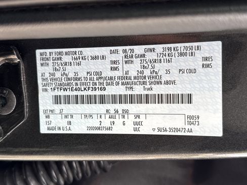 Certified 2020 Ford F150 Lariat w/ Equipment Group 501A Mid AWD/4WD image 33