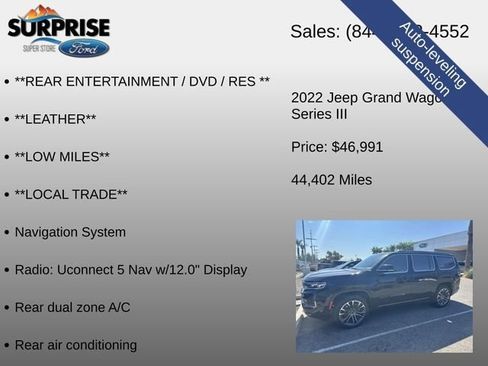 Used 2022 Jeep Grand Wagoneer Series III w/ Rear Seat Video Group 1 AWD/4WD image 21
