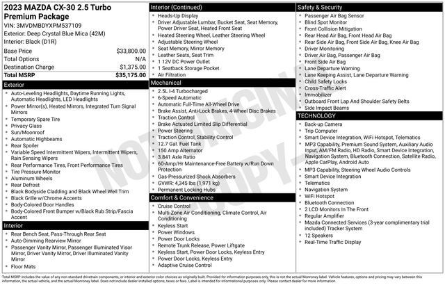 Certified 2023 MAZDA CX-30 2.5 Turbo w/ Premium Package AWD/4WD image 37