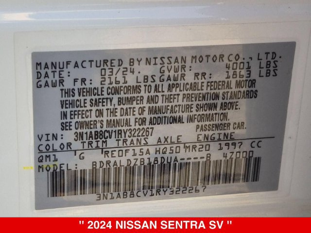 Certified 2024 Nissan Sentra SV FWD image 41