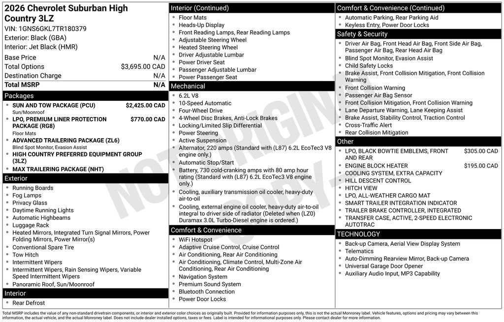 Used 2026 Chevrolet Suburban High Country w/ Sun And Tow Package AWD/4WD image 34