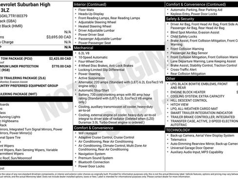 Used 2026 Chevrolet Suburban High Country w/ Sun And Tow Package AWD/4WD image 34