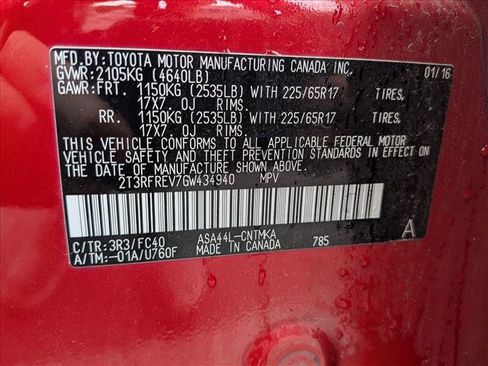 Used 2016 Toyota RAV4 XLE w/ Protection Package AWD/4WD image 15
