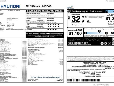 Used 2022 Hyundai Kona N Line w/ Tech Package image 49