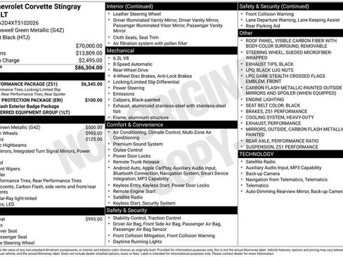 Used 2026 Chevrolet Corvette Stingray Coupe w/ Z51 Performance Package RWD image 26