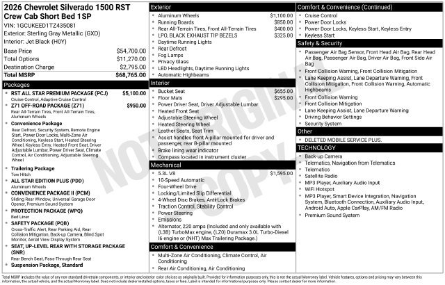 New 2026 Chevrolet Silverado 1500 RST w/ RST All Star Premium Package AWD/4WD image 4