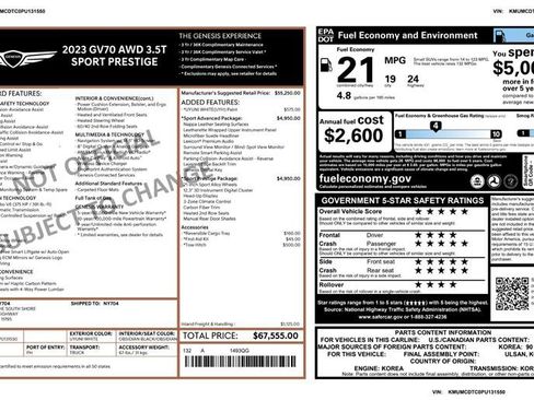 Used 2023 Genesis GV70 3.5T Sport w/ Sport Prestige Package image 3