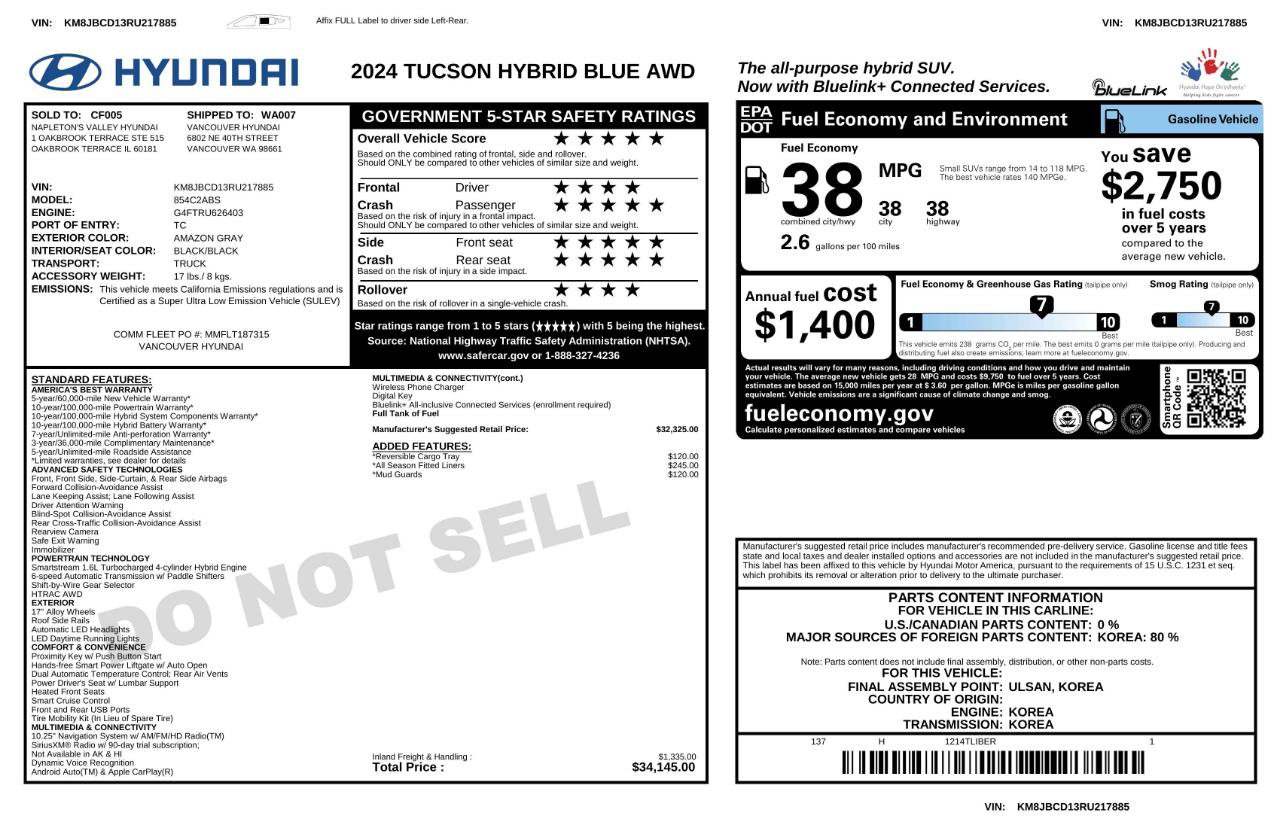 Used 2024 Hyundai Tucson Blue AWD/4WD image 3