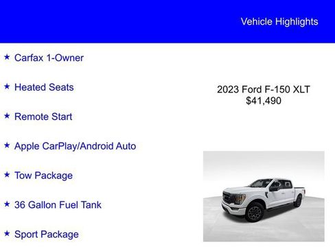 Certified 2023 Ford F150 XLT w/ Equipment Group 302A High image 3
