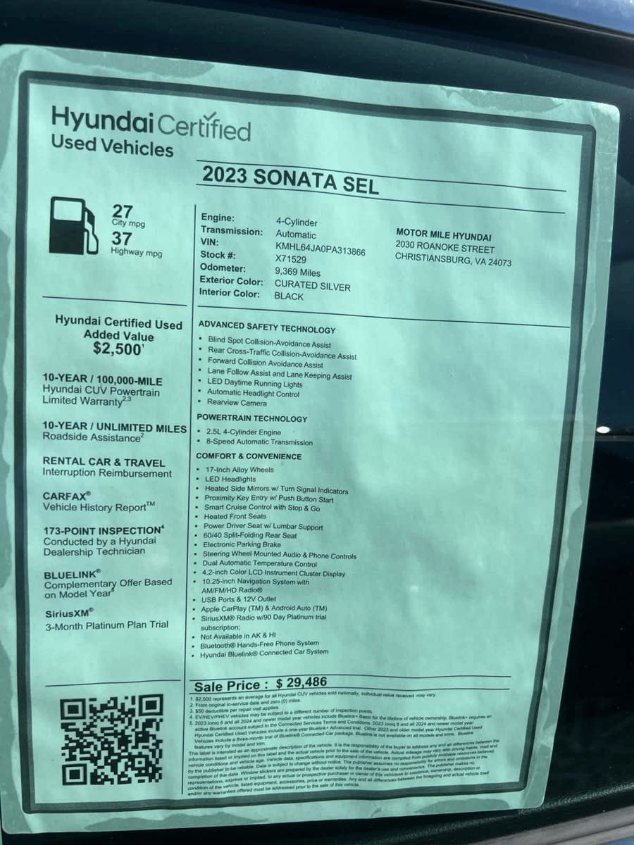 Used 2023 Hyundai Sonata SEL w/ Cargo Package FWD image 18