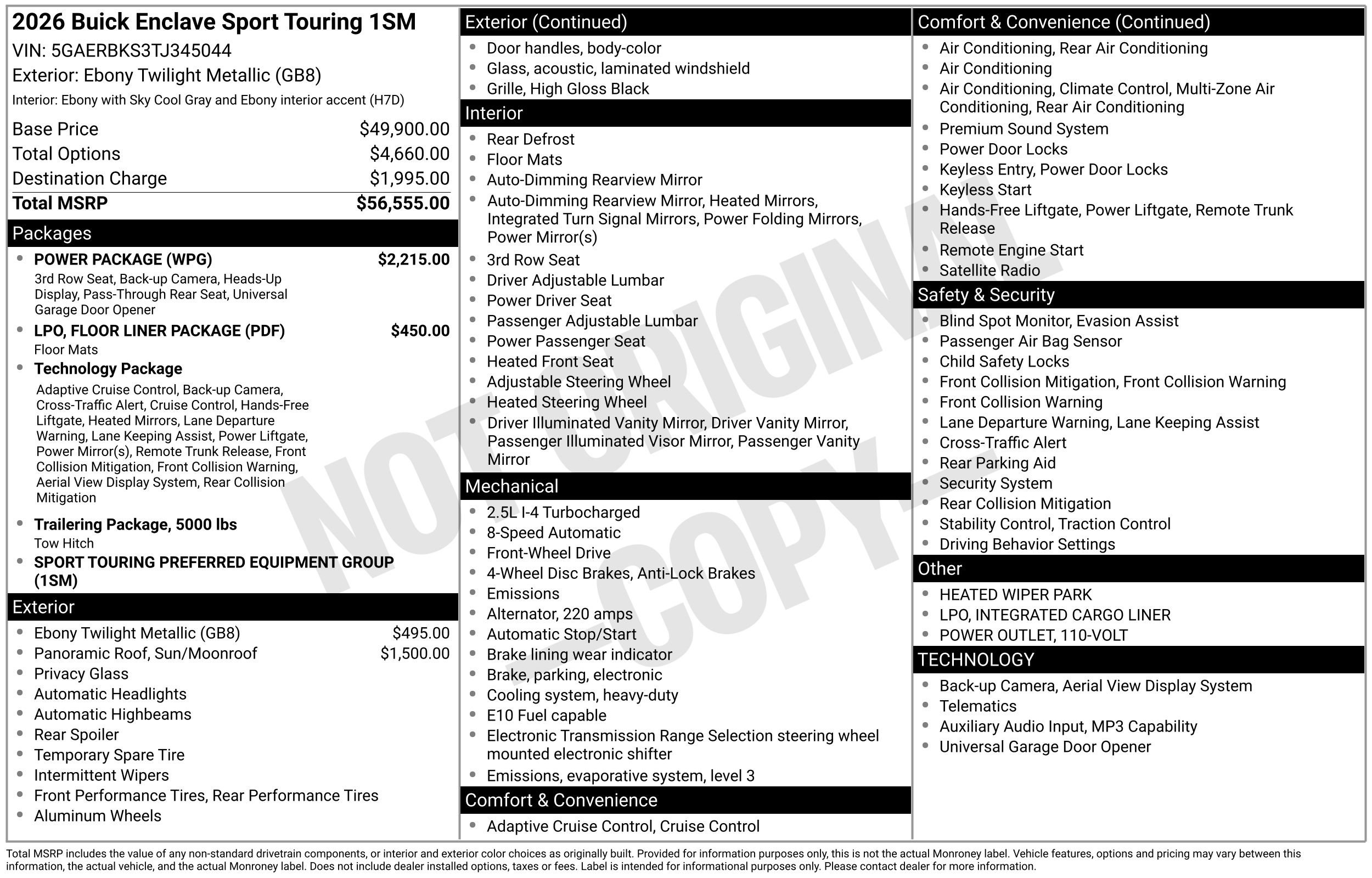 New 2026 Buick Enclave Sport Touring w/ Power Package FWD image 48