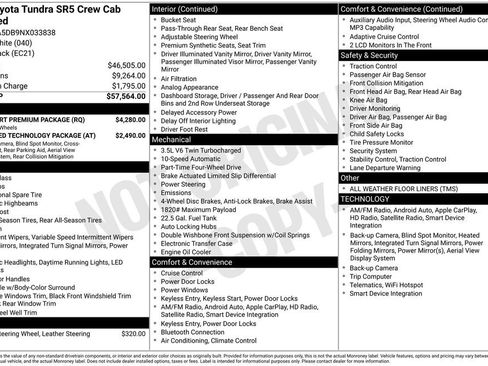 Used 2022 Toyota Tundra SR5 w/ TRD Sport Premium Package AWD/4WD image 22