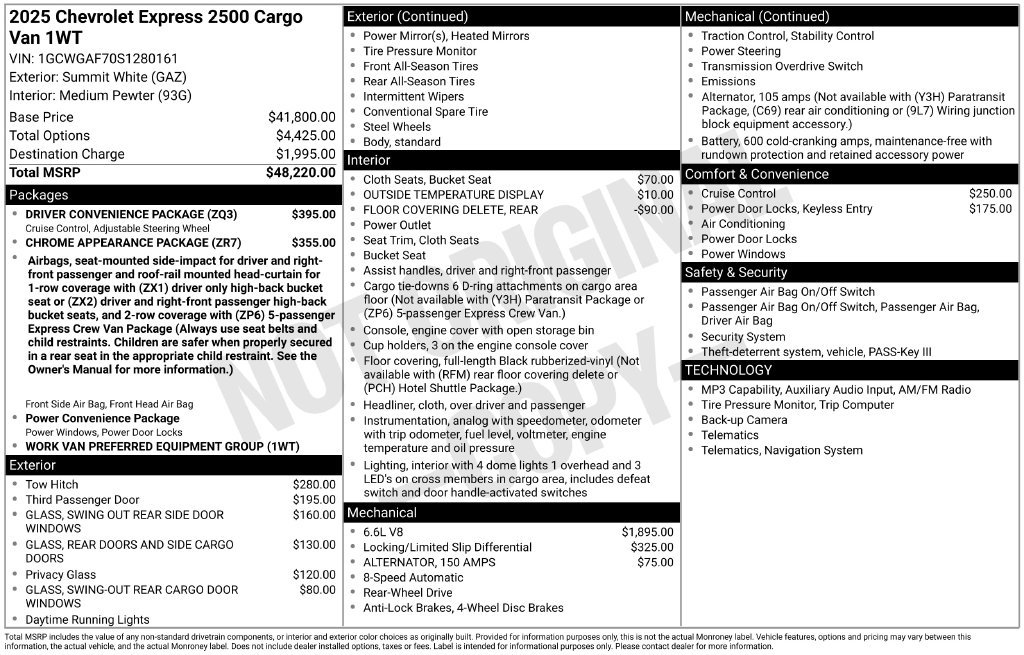 Used 2025 Chevrolet Express 2500 w/ Driver Convenience Package RWD image 38