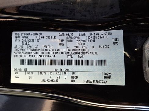 Used 2022 Ford Ranger Lariat w/ Equipment Group 501A High image 29