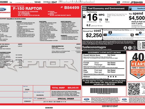 Used 2018 Ford F150 Raptor w/ Equipment Group 801A Mid AWD/4WD image 3