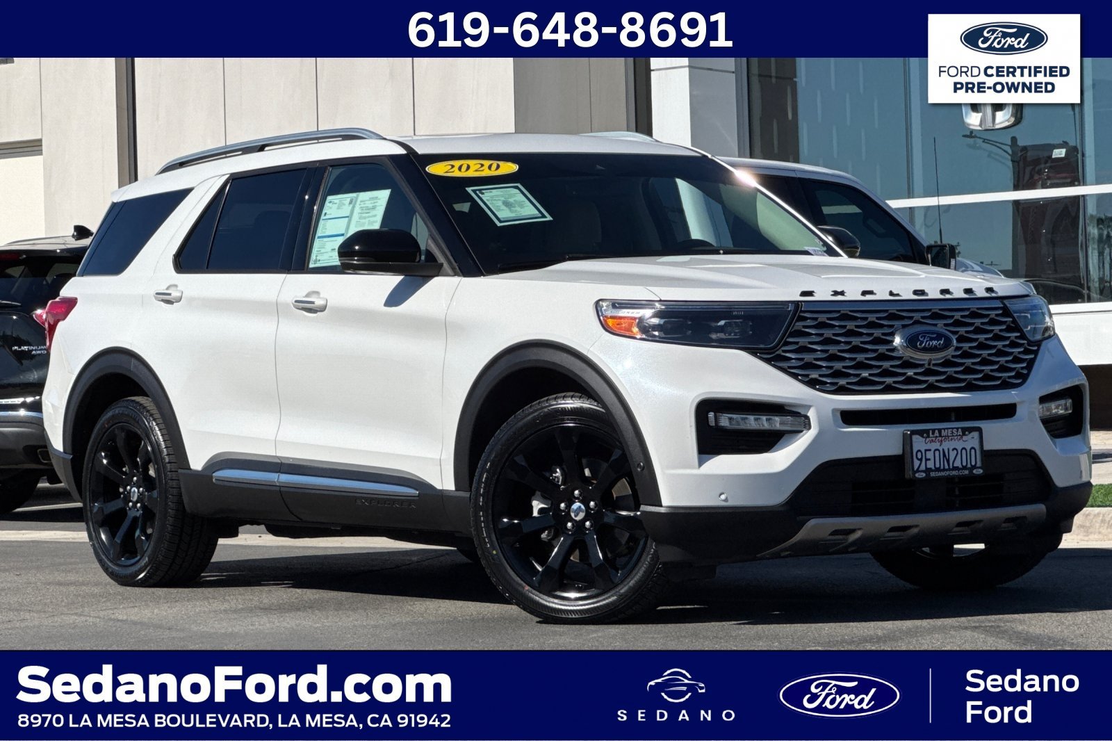 Certified 2020 Ford Explorer Platinum w/ Premium Technology Package AWD/4WD image 1