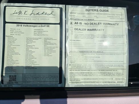 Used 2018 Volkswagen e-Golf SE w/ DC Fast Charging Package image 18