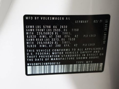 Used 2021 Volkswagen ID.4 1st Edition w/ ID.4 Protection Package image 55