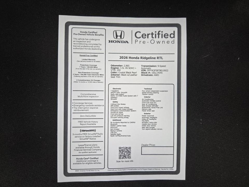 Used 2026 Honda Ridgeline RTL image 33