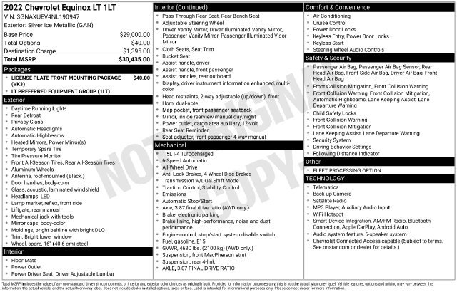 Used 2022 Chevrolet Equinox LT AWD/4WD image 33