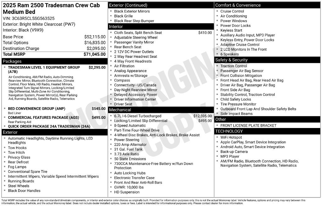 New 2025 RAM 2500 Tradesman AWD/4WD image 6