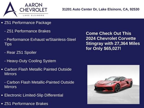 Used 2024 Chevrolet Corvette Stingray Coupe w/ Z51 Performance Package RWD image 10
