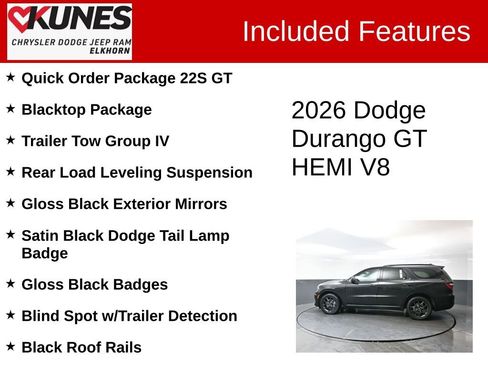 New 2026 Dodge Durango GT w/ Blacktop Package image 3