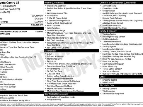 Used 2018 Toyota Camry LE image 2