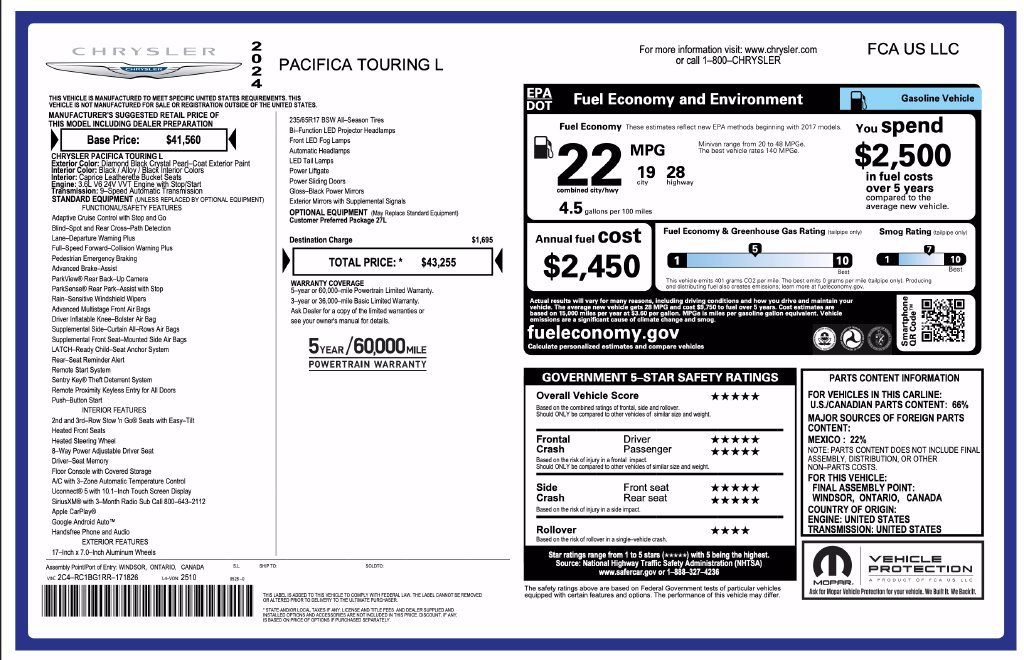 Certified 2024 Chrysler Pacifica Touring-L FWD image 8