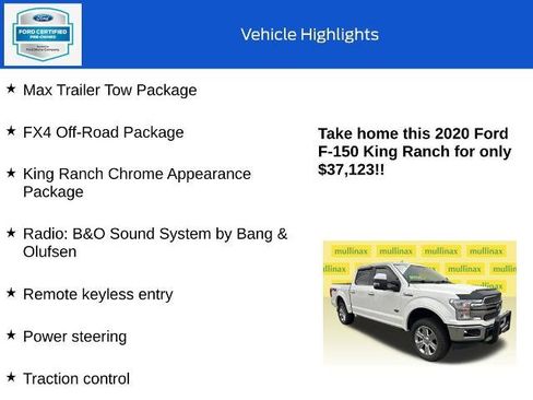 Certified 2020 Ford F150 King Ranch w/ Equipment Group 601A Luxury image 10