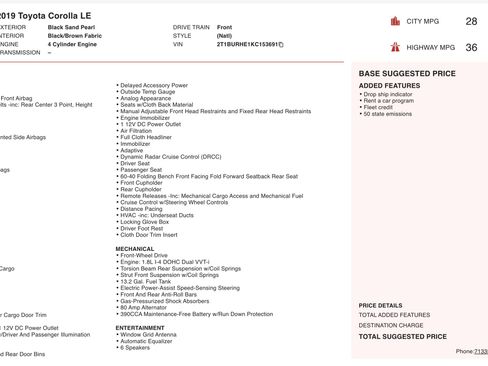 Used 2019 Toyota Corolla LE FWD image 3