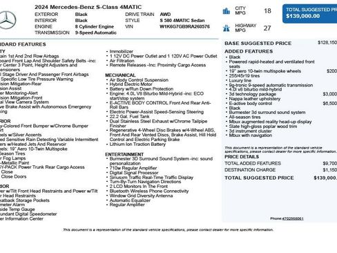 Used 2024 Mercedes-Benz S 580 S 580 w/ AMG Line image 3