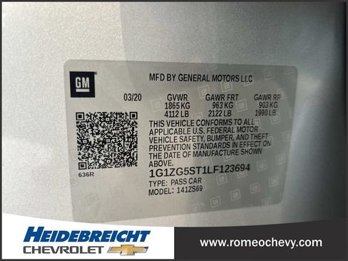 Used 2020 Chevrolet Malibu RS w/ LPO, Convenience Package 1 FWD image 8