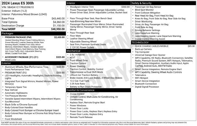 Used 2024 Lexus ES 300h w/ Premium Package FWD image 6