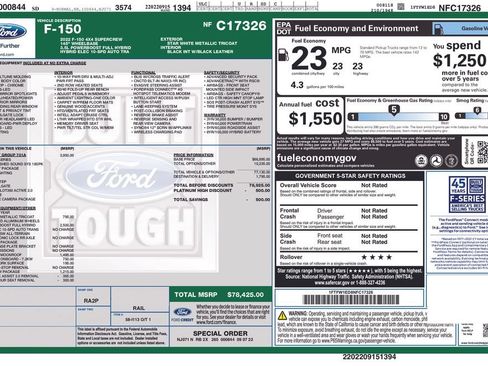 Used 2022 Ford F150 Platinum w/ Equipment Group 701A High AWD/4WD image 4