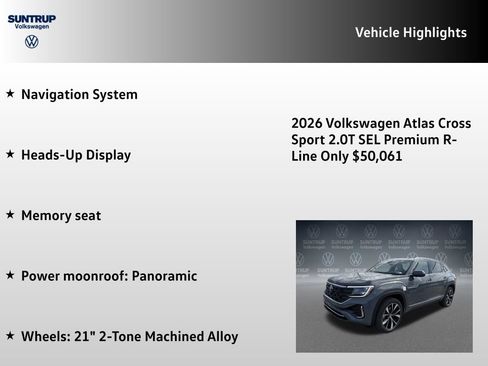New 2026 Volkswagen Atlas Cross Sport SEL Premium R-Line AWD/4WD image 7