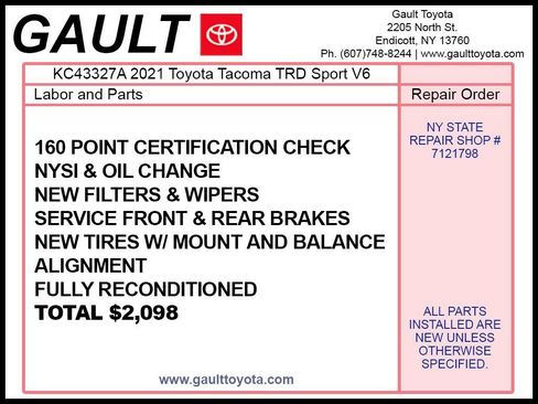 Certified 2021 Toyota Tacoma TRD Sport image 2