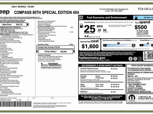 Certified 2021 Jeep Compass 80th Special Edition image 2