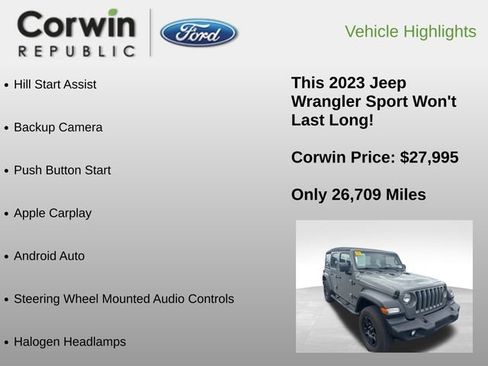 Used 2023 Jeep Wrangler Sport AWD/4WD image 6